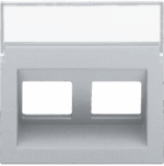 Niko intense sterling Centraalplaat 2x RJ45 STP cat.6 schuin met doorzichtig tekstveld Niko Intense sterling coated