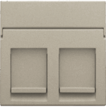 Niko Pure steel champagne Centraalplaat 2x RJ11/RJ45 vlak met ondoorzichtig tekstveld Niko Pure steel champagne coated