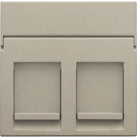 Niko Pure steel champagne Centraalplaat 2x RJ11/RJ45 vlak met ondoorzichtig tekstveld Niko Pure steel champagne coated