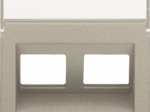 Niko Pure steel champagne Centraalplaat 2x RJ45 STP cat.6 schuin met doorzichtig tekstveld Niko Pure steel champagne coated