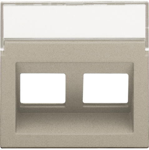 Niko Pure steel champagne Centraalplaat 2x RJ45 STP cat.6 schuin met doorzichtig tekstveld Niko Pure steel champagne coated