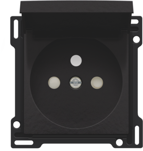 Niko Pure bakelite piano Centraalplaat + klapdeksel voor stopcontact 2P+A en veiligheid 28,5mm Niko Pure Bakelite® piano black