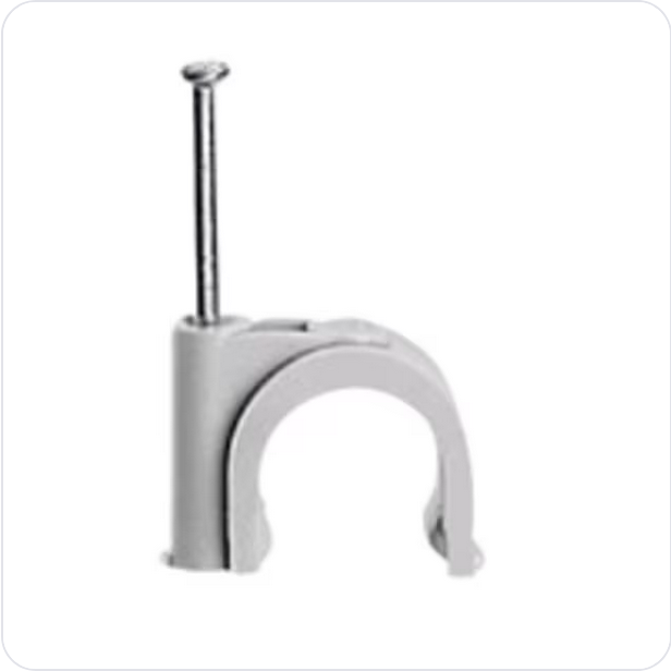 100 x Legrand Hechtklem Fixfor ronde kabel diam. 10mm -grijs- spijker 20mm Nagelklemmen