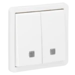 Niko Hydro Wit verlichtbare dubbele drukknop 10 A/250 Vac met 2 N.O.- of N.G.-contacten 701-35100 RAL 9010 Niko Hydro Wit schakelaars