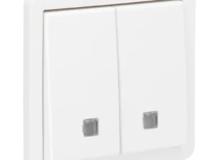 Niko Hydro Wit verlichtbare dubbele drukknop 10 A/250 Vac met 2 N.O.- of N.G.-contacten 701-35100 RAL 9010 Niko Hydro Wit schakelaars