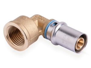 Systempex bocht 90° Vpe-Alu-buis aansluiting persen 16 x 2.0 mm 1/2"F Systempex Pers bocht 90° F