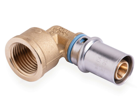Systempex bocht 90° Vpe-Alu-buis aansluiting persen 16 x 2.0 mm 1/2"F Systempex Pers bocht 90° F