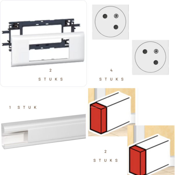 Legrand Mosaic DLP houder 4 modules deksel 65mm (kopie) Legrand Design kabelgoot 35 x 80mm