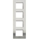 BTICINO LivingLight geborsteld staal Rechthoekige afdekplaat 4x2 modules 71mm