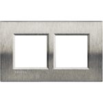 BTICINO LivingLight geborsteld staal Rechthoekige afdekplaat 2x2 modules 57mm