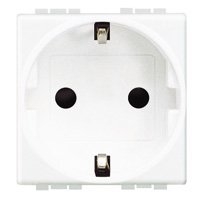 BTICINO LivingLight Wit Contactdoos schuko 2P+A 16A 250V 2 modules steekklemmen