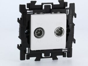 BTICINO LivingLight Wit Compleet contactdoos TV/FM mat spanklauwen