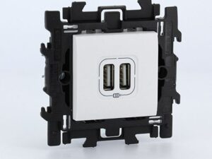 BTICINO LivingLight Wit compleet dubbele USB-lader spanklauwen