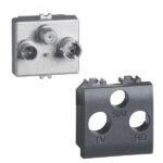 BTICINO LivingLight antraciet contactdoos TV/R/SAT 2 modules