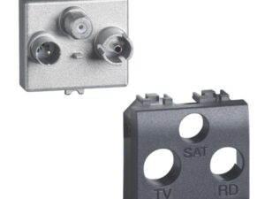 BTICINO LivingLight antraciet contactdoos TV/R/SAT 2 modules