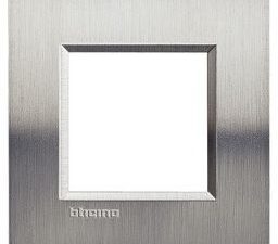 BTICINO LivingLight geborsteld staal Rechthoekige afdekplaat 2 modules