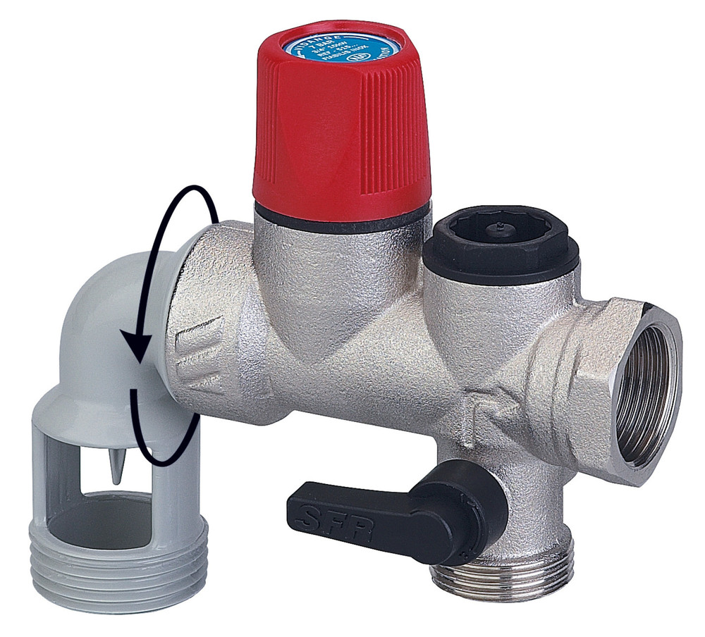 Watts Industries SFR COUDE veiligheidsgroep inox met gebogen uitloop 3/4" MF