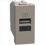 BTICINO LightN USB oplader-A+C 15W Bticino Light Now USB Laders