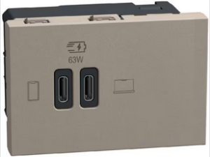 BTICINO LightN USB oplader-C+C PD 65W Bticino Light Now USB Laders