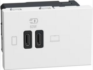 BTICINO LightN USB oplader-C+C PD 65W Bticino Light Now USB Laders