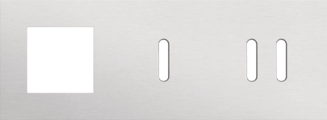 Niko Rocker 3-Voudige afdekplaat horizontaal 71 mm centerafstand voor een functie een enkelvoudige en een tweevoudige schakelfunctie alu grey brushed RAL: 000 80 00