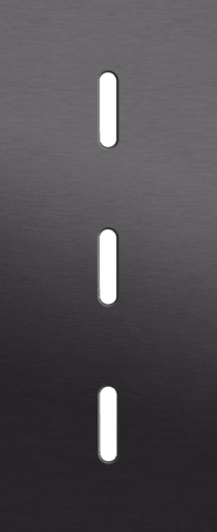Niko Rocker 3-Voudige afdekplaat verticaal 60 mm centerafstand voor drie enkelvoudige schakelfuncties alu black brushed RAL: 000 20 00