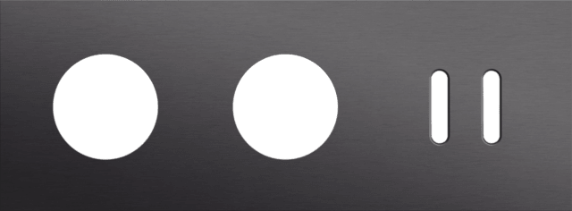 Niko Rocker 3-Voudige afdekplaat horizontaal 71 mm centerafstand voor twee stopcontacten en een tweevoudige schakelfunctie alu black brushed RAL: 000 20 00