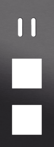 Niko Rocker 3-Voudige afdekplaat verticaal 71 mm centerafstand voor een tweevoudige schakelfunctie en twee functiesalu black brushed RAL: 000 20 00