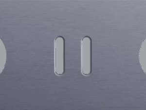 Niko Rocker 3-Voudige afdekplaat horizontaal 71 mm centerafstand voor een stopcontact een tweevoudige schakelfunctie en een stopcontact alu blue grey brushed RAL: 240 30 05