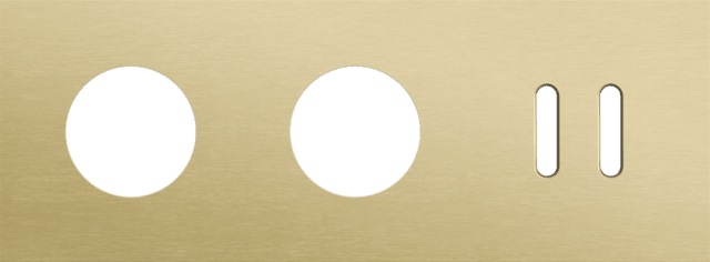 Niko Rocker 3-Voudige afdekplaat horizontaal 71 mm centerafstand voor twee stopcontacten en een tweevoudige schakelfunctie alu gold brushed RAL: 1000