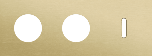 Niko Rocker 3-Voudige afdekplaat horizontaal 71 mm centerafstand voor twee stopcontacten en een enkelvoudige schakelfunctie alu gold brushed RAL: 1000