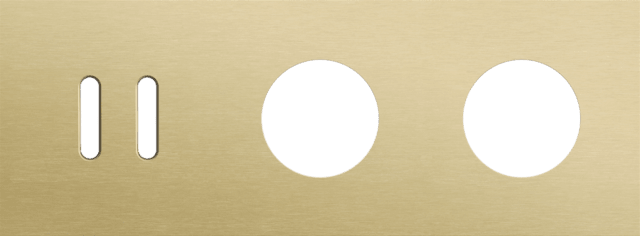 Niko Rocker 3-Voudige afdekplaat horizontaal 71 mm centerafstand voor een tweevoudige schakelfunctie en twee stopcontacten alu gold brushed RAL: 1000