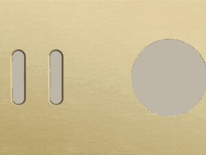 Niko Rocker 2-Voudige afdekplaat horizontaal 71 mm centerafstand voor tweevoudige schakelfuncties + 1 stopcontact alu gold brushed RAL: 1000