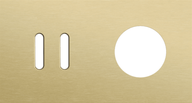 Niko Rocker 2-Voudige afdekplaat horizontaal 71 mm centerafstand voor tweevoudige schakelfuncties + 1 stopcontact alu gold brushed RAL: 1000