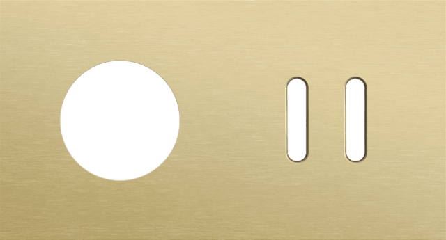 Niko Rocker 2-Voudige afdekplaat horizontaal 71 mm centerafstand voor 1 stopcontact + 1 tweev schak alu gold brushed RAL: 1000