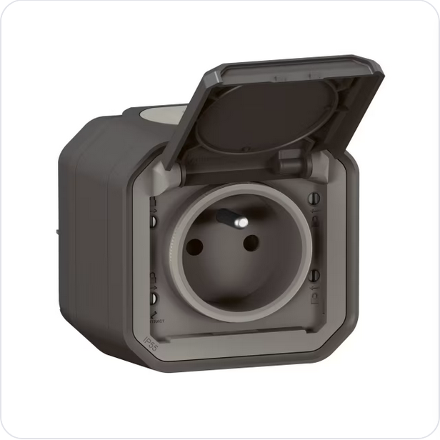 LEGRAND steekklemmen Plexo 2P+A contactdoos 1V compleet IP55 IK08 antraciet