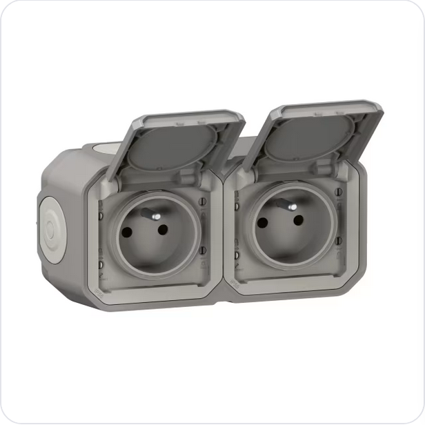 10 x LEGRAND Plexo steekklemmen contactdoos 1V inbouw compleet met inbouwkader grijs (kopie) Legrand Plexo Grijs