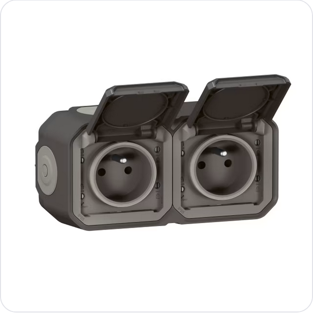 LEGRAND - steekklemmen Plexo 2P+A contactdoos 1V compleet IP55 IK08 antraciet (kopie) Legrand Plexo Antraciet