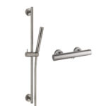 Van Marcke Nero II set thermostatische mengkraan met doucheset 70 cm en handdouche 1 jet anti-kalk geborsteld nikkel