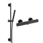 Van Marcke Nero II set thermostatische douchemengkraan met doucheset 70 cm en handdouche 1 jet anti-kalk mat zwart