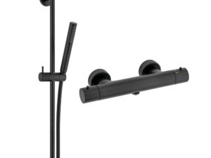Van Marcke Nero II set thermostatische douchemengkraan met doucheset 70 cm en handdouche 1 jet anti-kalk mat zwart
