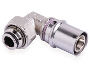 Systempex bocht 90° Vpe-Alu-buis aansluiting persen vernikkeld 16 mm x M22