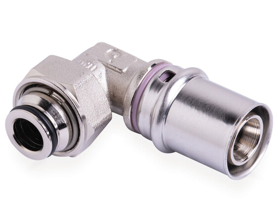 Systempex bocht 90° Vpe-Alu-buis aansluiting persen vernikkeld 16 mm x M22
