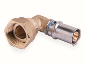 Systempex elleboogkoppeling losse moer 90° chroom aansluiting persen 16 x 1/2"